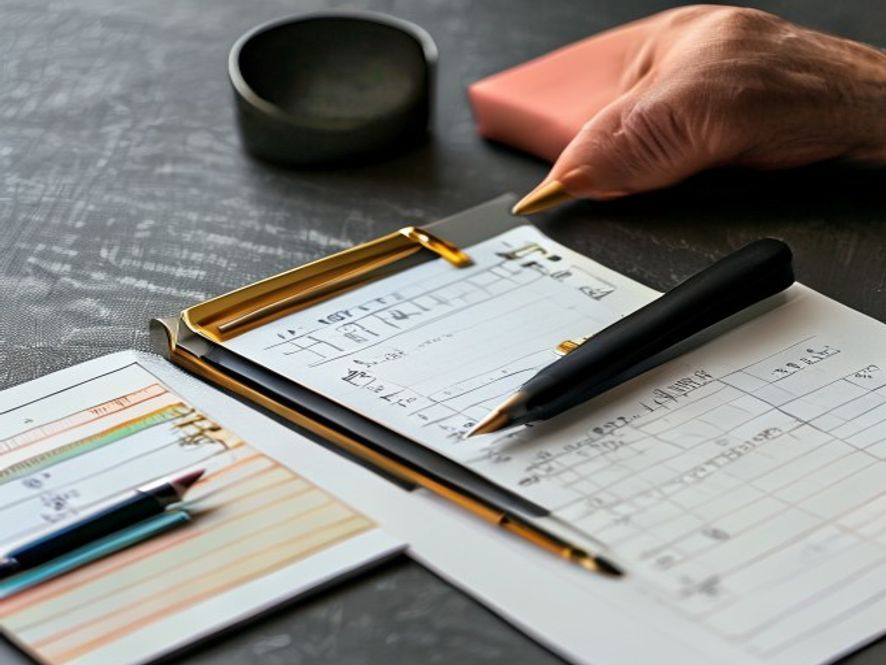 Close-up of workplace assessment documentation with measurements and observation notes